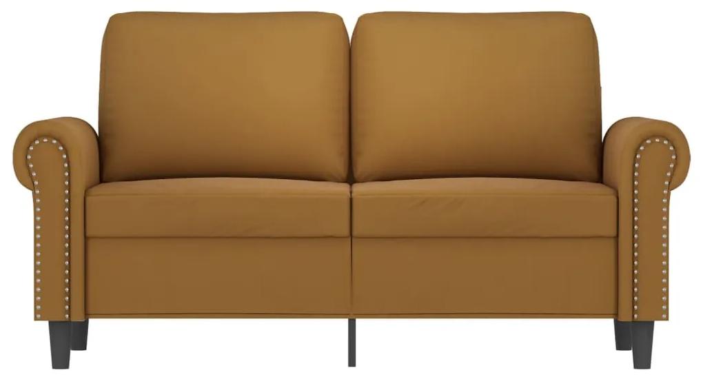 Canapea cu 2 locuri, maro, 120 cm, catifea Maro, 152 x 77 x 80 cm