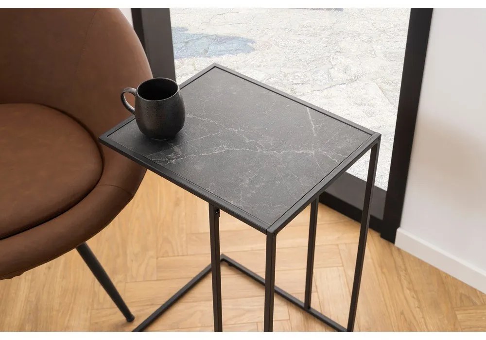 Măsuță auxiliară cu blat cu aspect de marmură 43x35 cm Infinity – Actona
