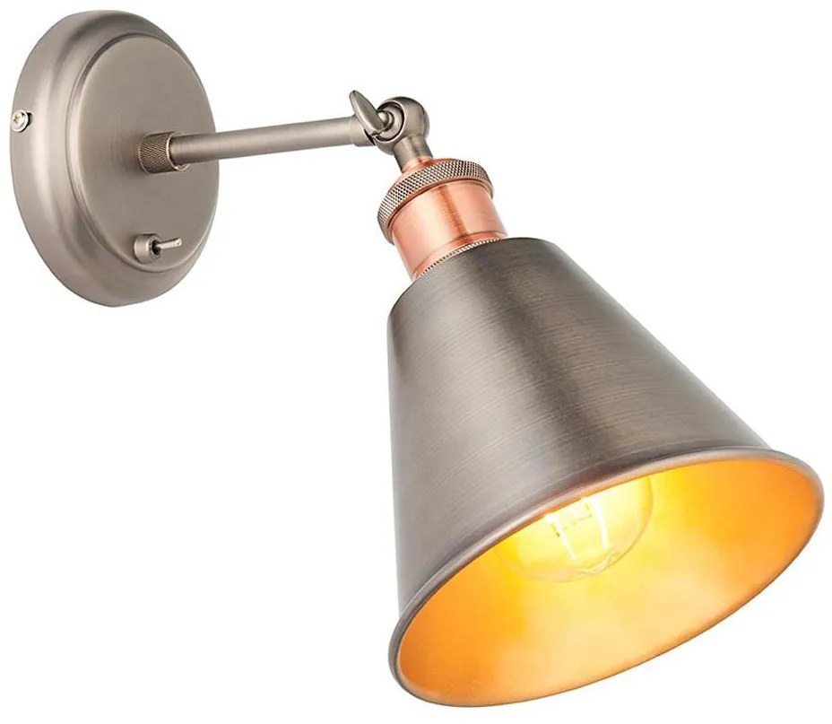 Endon 92866 - Aplică spot de perete HAL 1xE27/10W/230V crom mat/cupru