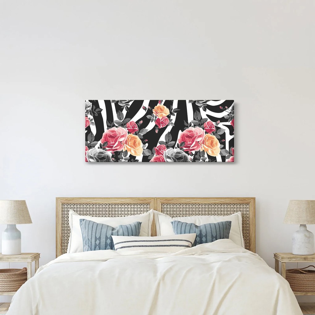 Tablou cu trandafiri înfloriți (120x50 cm)