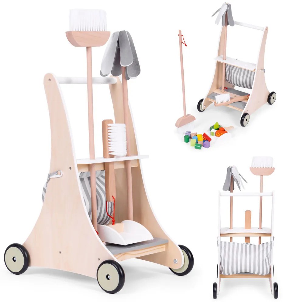 Trusă de curățare din lemn pentru copii bej