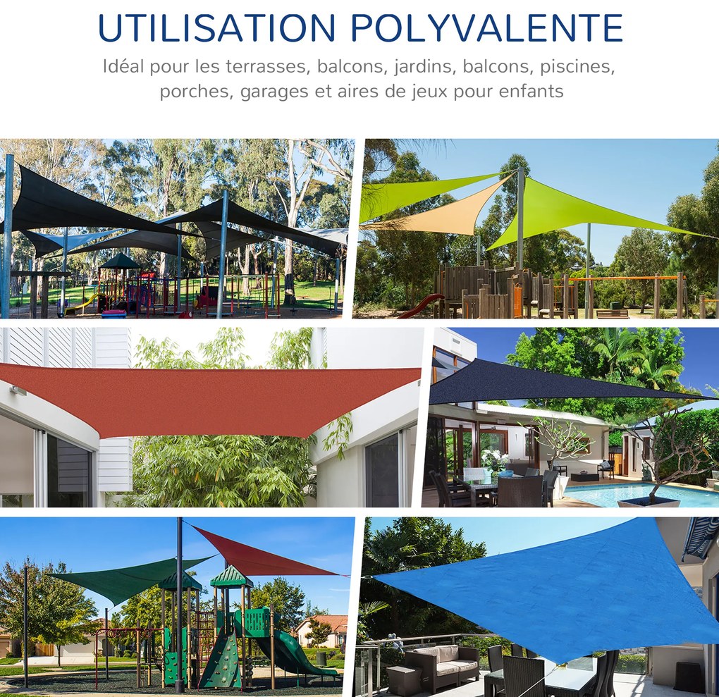 Outsunny Voile d'ombrage rectangulaire 4 x 3 m polietilen de înaltă densitate Protecție UV Cu sac de depozitare - Nuanță de gri | Aosom Romania