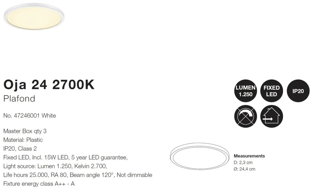 Plafoniera LED design silm Oja 24 2700K 47246001 NL