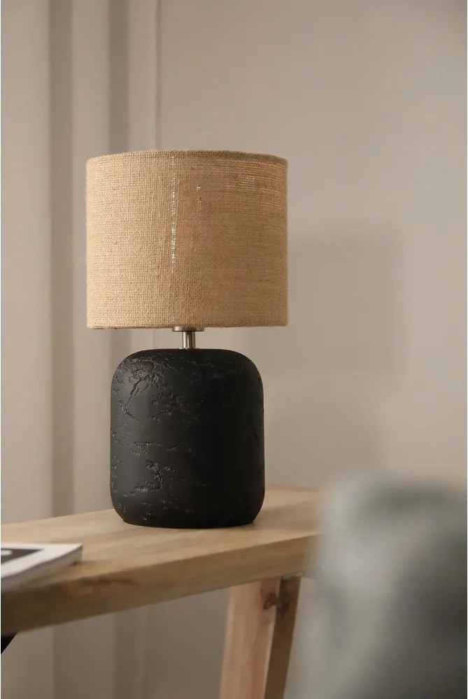 Veioză negru-natural cu abajur din iută (înălțime 32,5 cm) Montagna – Markslöjd