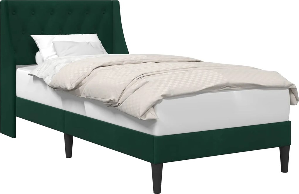 vidaXL Cadru de pat cu headboard Verde închis 90 x 190 cm Catifea
