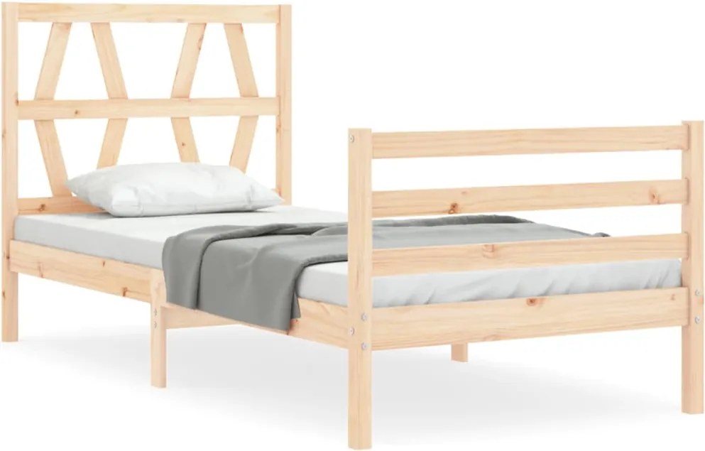 vidaXL Cadru de pat cu tăblie, 100x200 cm, lemn masiv