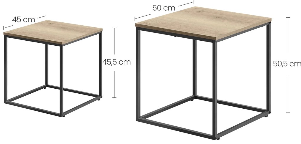 Set 2 bucati mese de cafea QUADRO, decor stejar sonoma