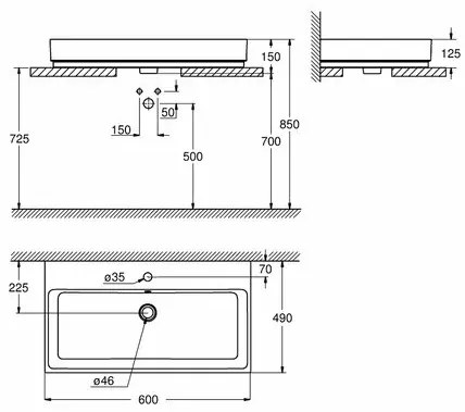 Lavoar pe blat Grohe Cube Ceramic cu PureGuard 60x49 cm