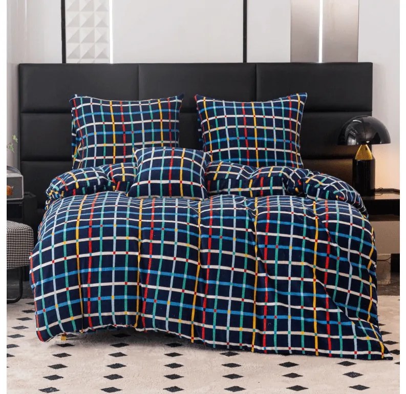 Lenjerie de pat microfleece GRID albastru inchis Dimensiunile lenjeriei: 70 x 90 cm | 140 x 200 cm