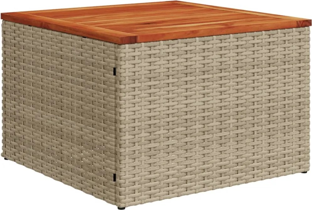 vidaXL Masă de grădină, bej, 55x55x37 cm, poliratan și lemn de acacia