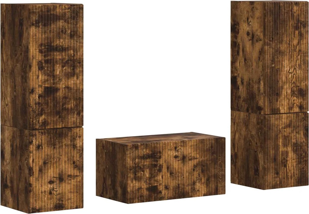 vidaXL Set comodă TV 5 pcs Stejar fumuriu Lemn compozit