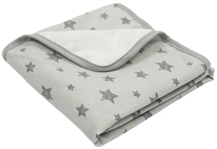 Paturica bebe din bumbac flausat moale si pufos pe interior 85x85 cm Kidizi Galaxy Grey