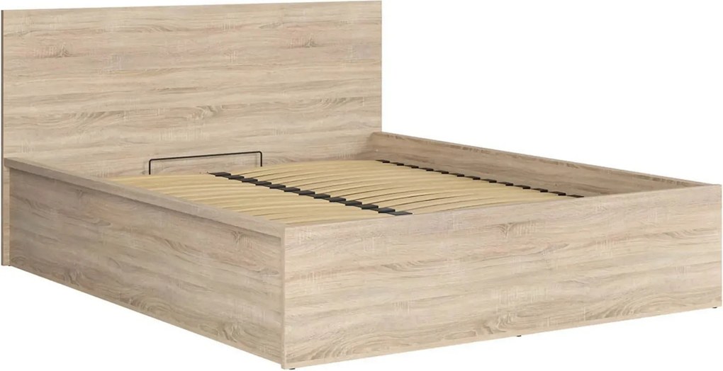 Pat TETRIX 160x200, stejar sonoma, PAL, cu somiera si spatiu depozitar