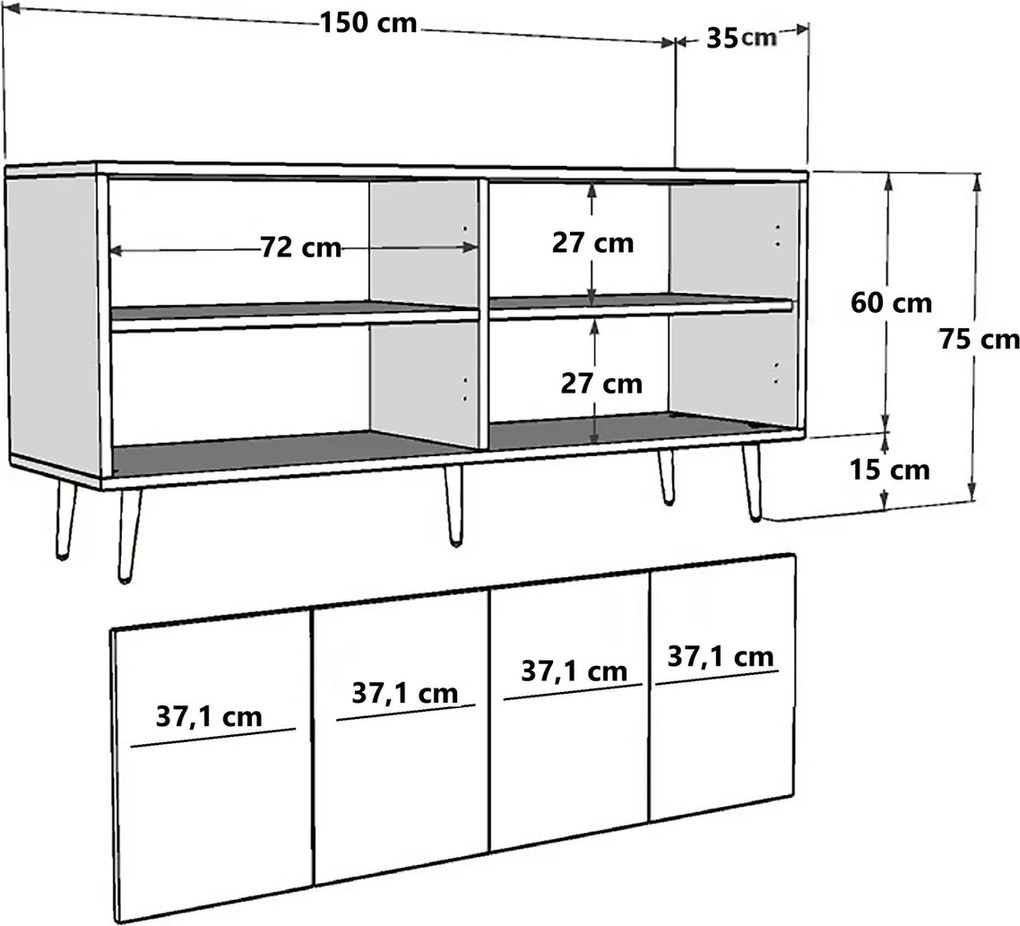 Consola, Hanah Home, Robber KB150, 150x75x35 cm, Alb/Auriu