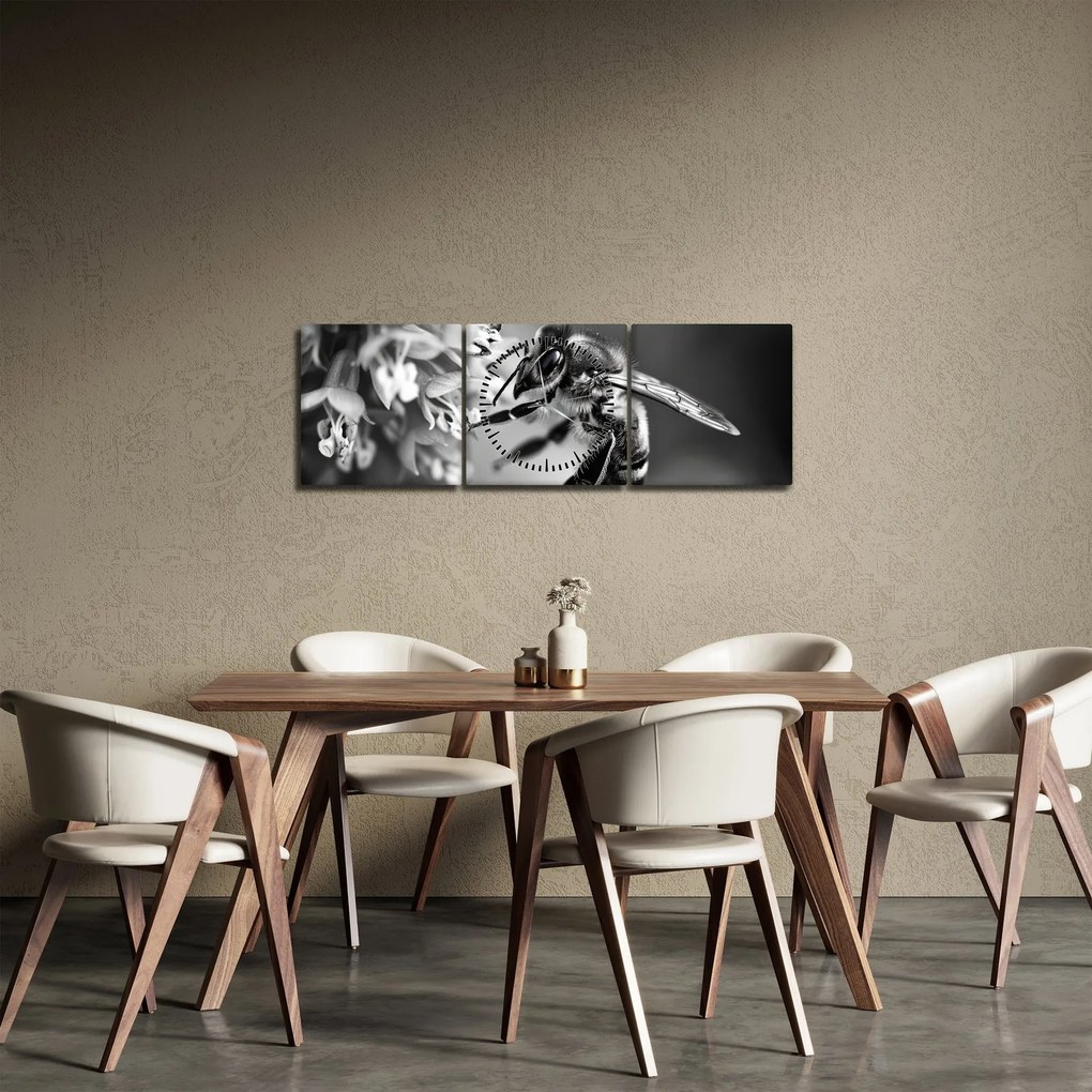 Tablou - Detaliu de albină (cu ceas) (90x30 cm)