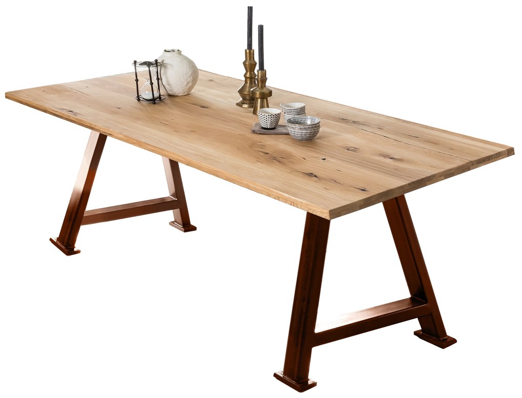 Masa dreptunghiulara cu blat din lemn de stejar Tables&amp;Co 180x100x75 cm
