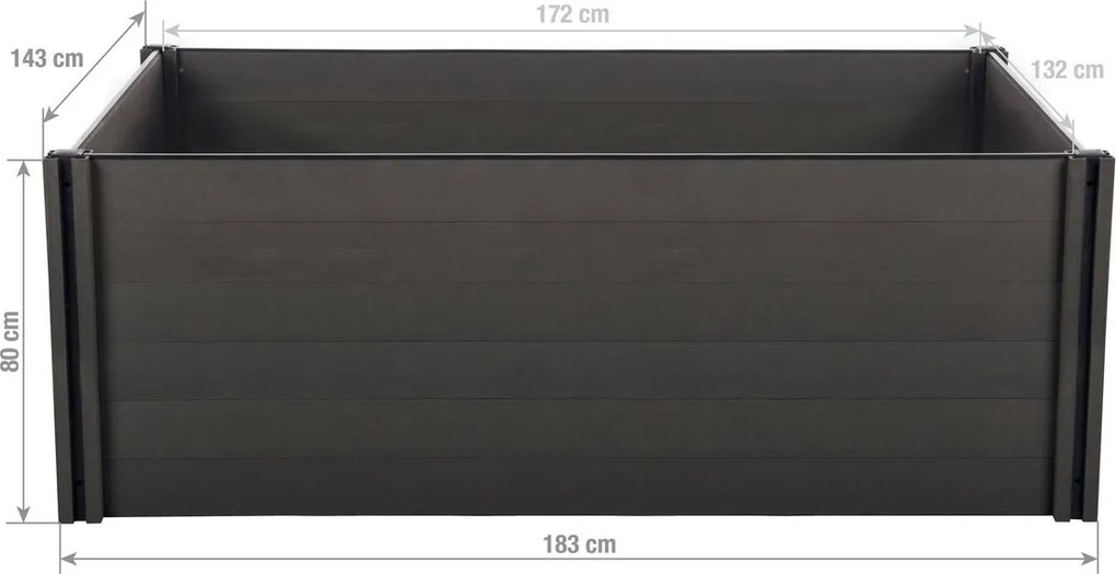 Paturi de flori înălțate G21 Crop 183 x 143 x 80,WPC, Eben, 80 cm