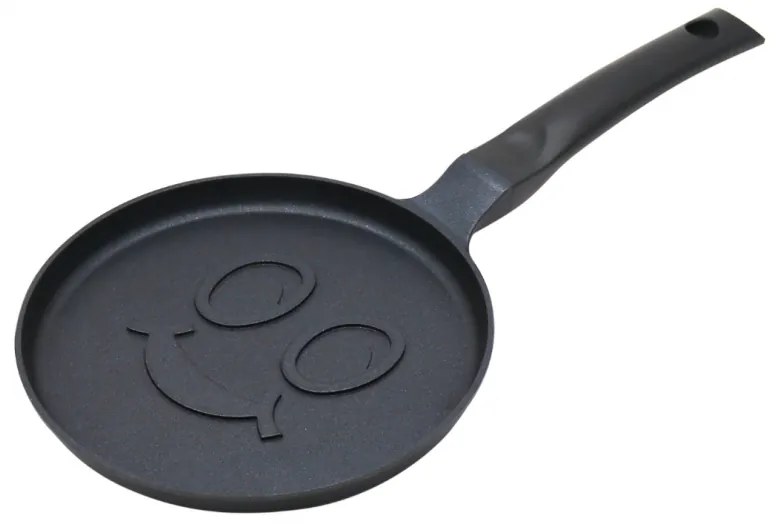 Plită pentru clătite Klausberg KB 7971, 18 cm, Fund în relief cu zâmbet, Acoperire antiaderentă, fără PFOA, Inducție, Negru