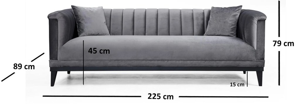 Canapea Canapea trei locuri Trendy (gri închis + negru). 1106721