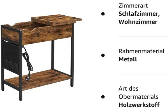 Masuta Pliabila Cu Prize, Cu Raft Si Geanta Din Stofa, Vintage Maro Negru, 60 Cm