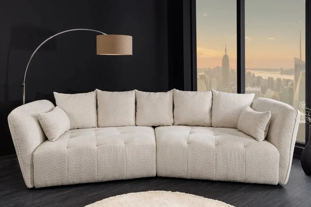 Canapea mare, Tesatura boucle bej sampanie, ROYAL 295cm