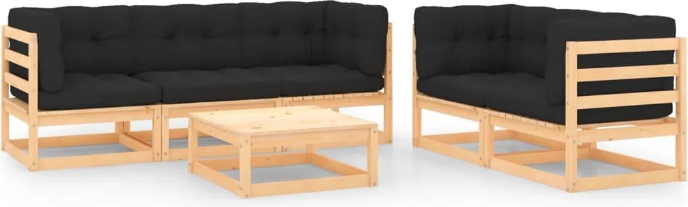vidaXL Set mobilier de grădină cu perne, 6 piese, lemn masiv de pin