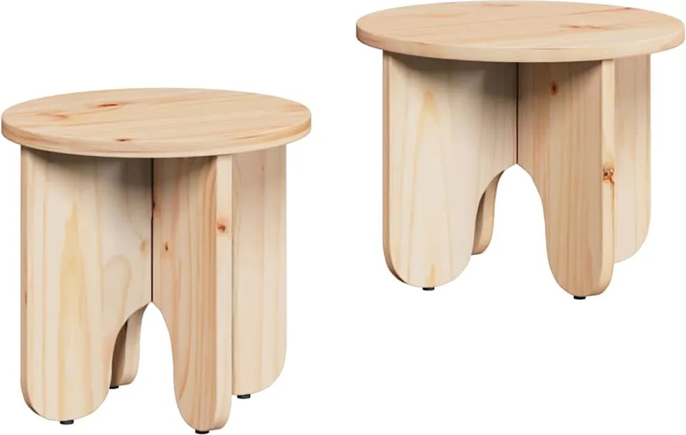 vidaXL Masă de cafea 2 pcs natural Lemn masiv de pin