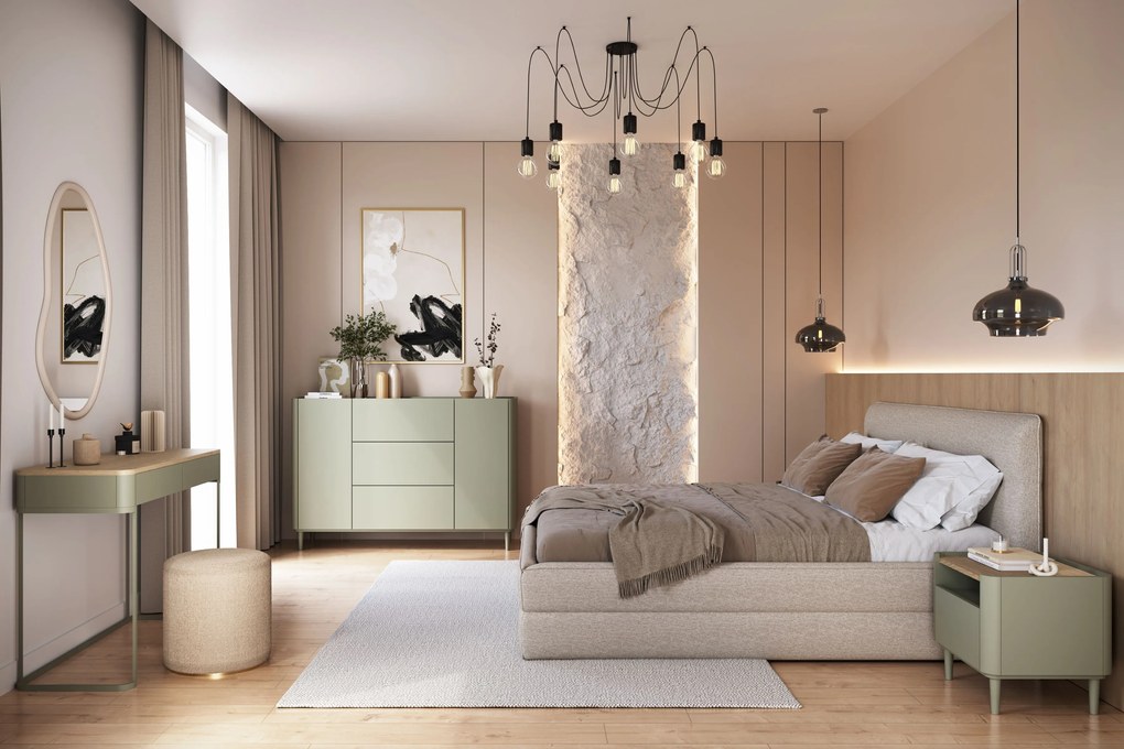 Comodă Elivo 150 cm cu sertare pe picioare - eucalipt / stejar baltic dune