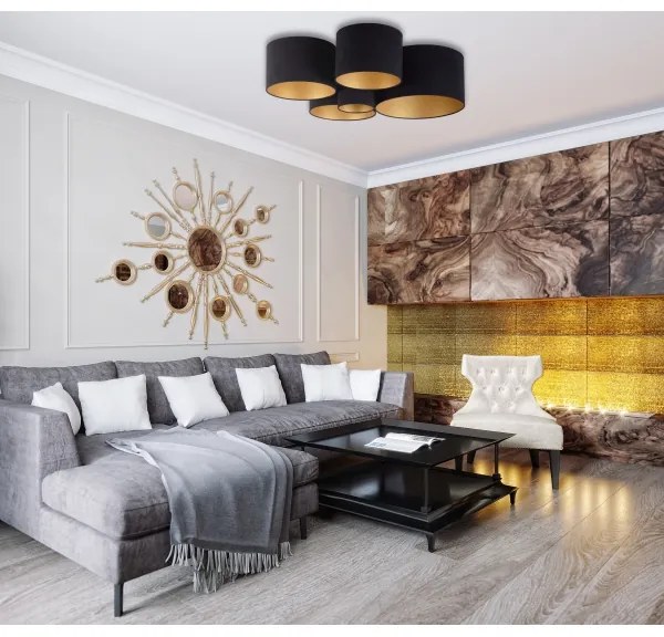 Duolla - Plafonieră ROLLER PENTO 5xE27/60W/230V negru/auriu