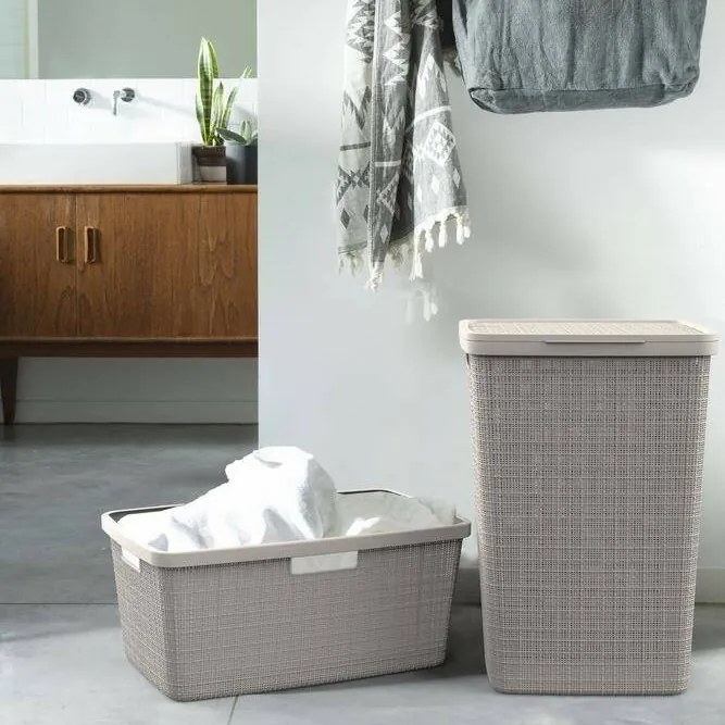 Curver Coș pentru rufe murdare Jute 58 l, taupe