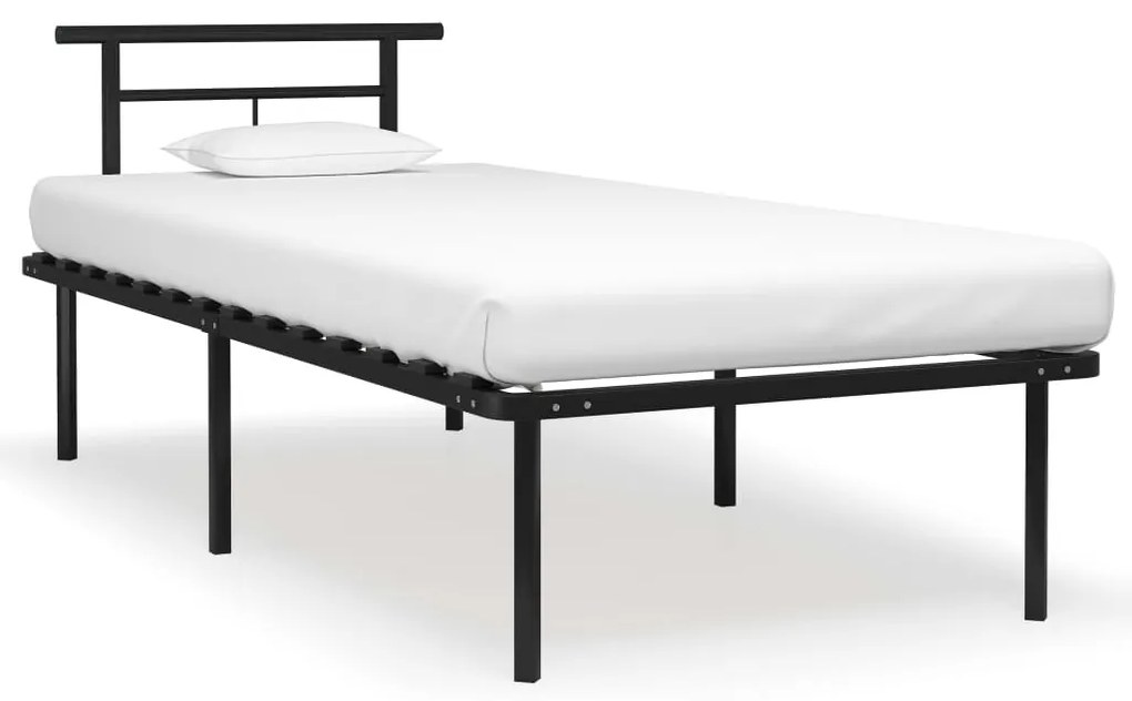 vidaXL Cadru de pat, negru, 90 x 200 cm, metal