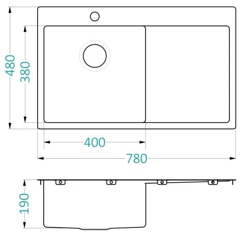 Chiuvetă de bucătărie ALVEUS 1124384 QUARTO 78x48 cm crom