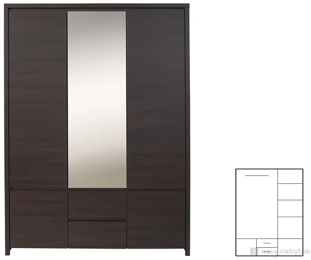Dulap de haine Kaspian SZF5D2S (Wenge). 735091