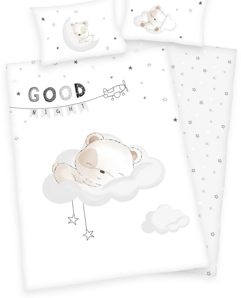 Lenjerie de pat Herding Sleeping Little Bear, din bumbac, pentru copii, 100 x 135 cm, 40 x 60 cm