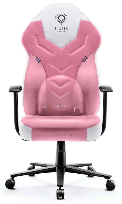 Scaun de gaming din material Diablo X-Gamer: Marshmallow Pink,Roz Diablochairs