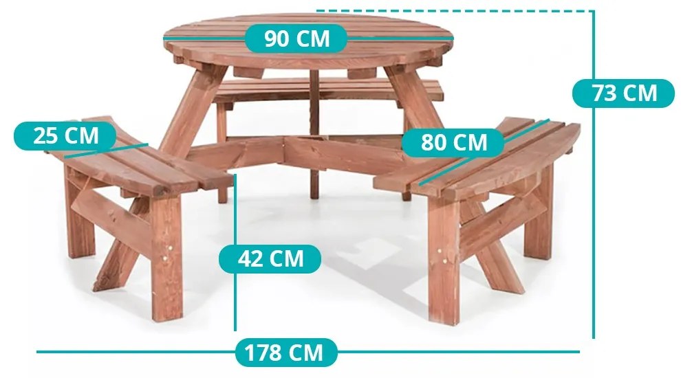 Masa de picnic pentru 6 persoane