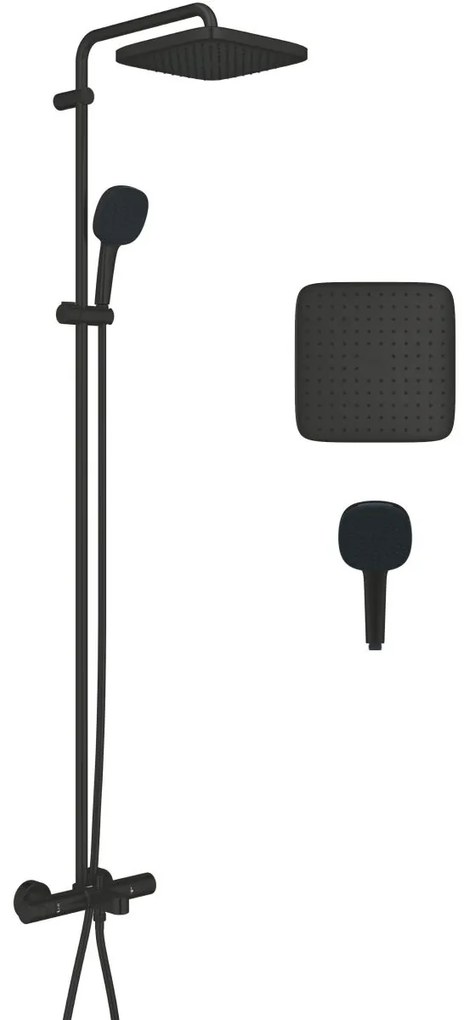 Grohe Vitalio Comfort set cada si dus perete cu termostat da negru 269842431