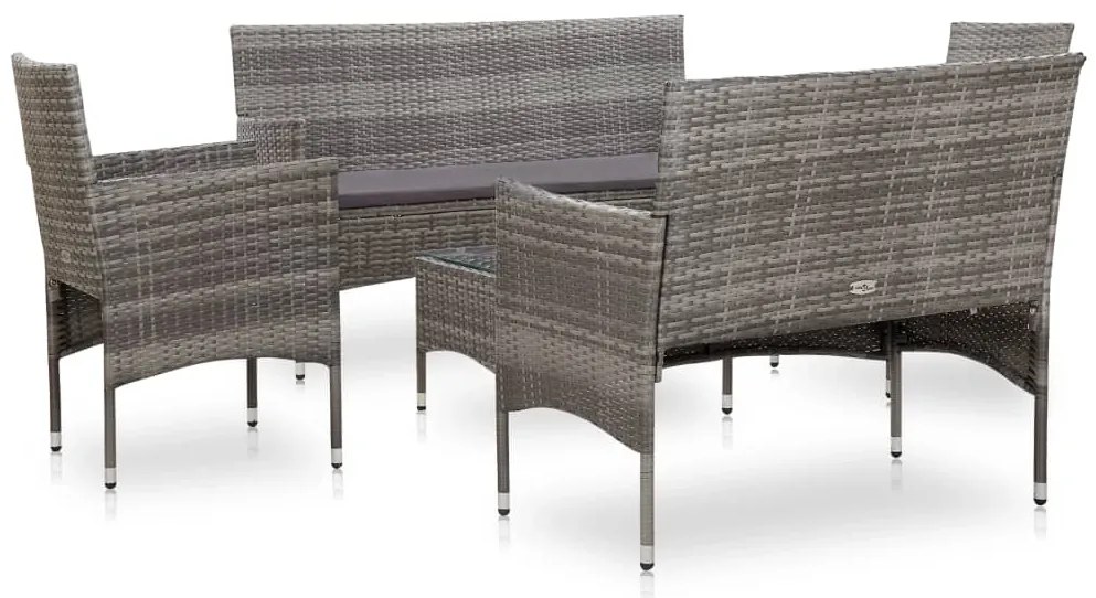 45894 vidaXL Set mobilier de grădină cu perne, 5 piese, gri, poliratan