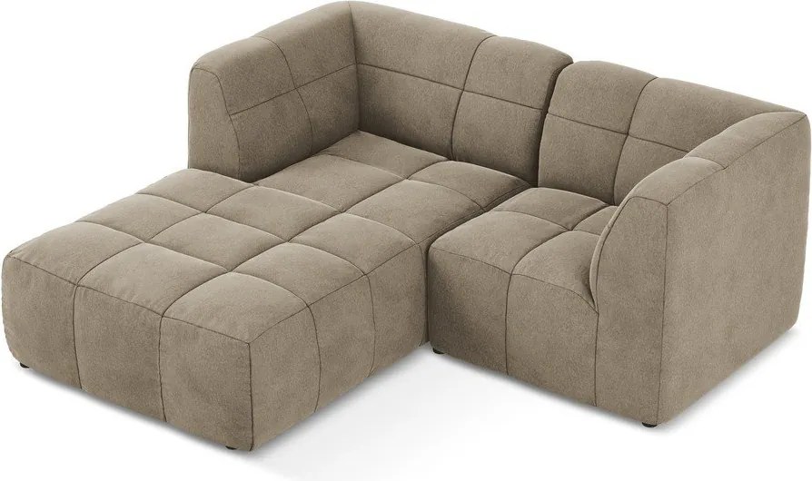 Colțar maro cu tapițerie din catifea (cu colț pe partea stângă/cu șezlong) Aloha – Makamii