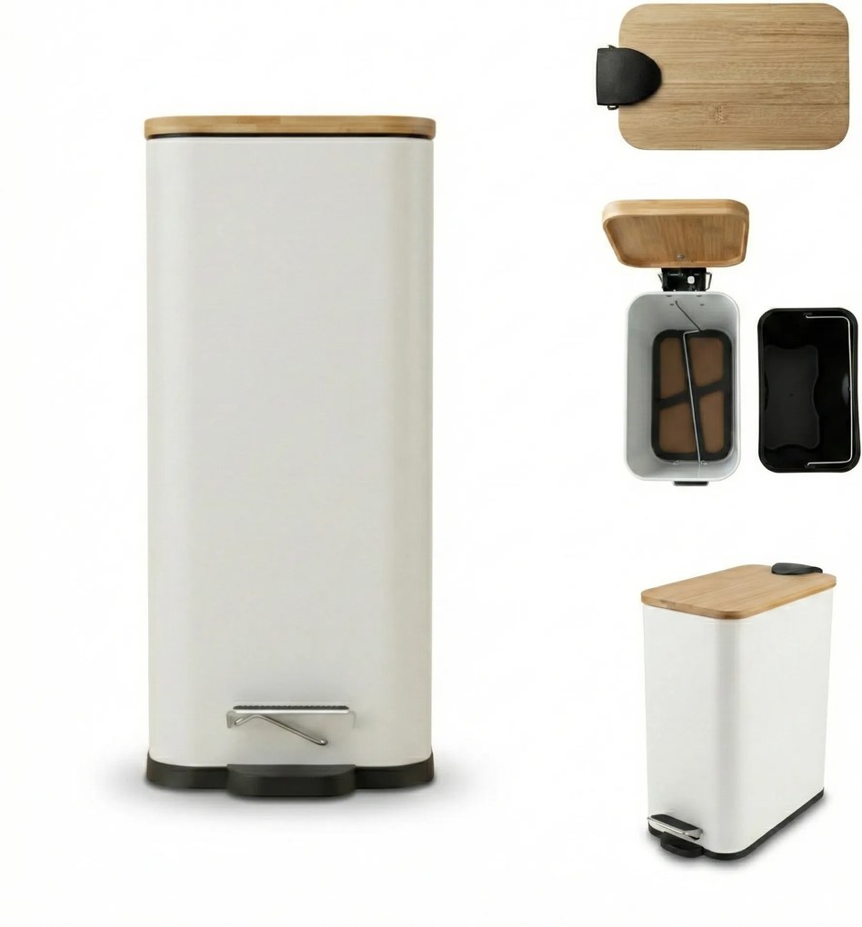 Coș de baie îngust VEDA, 5 l, alb