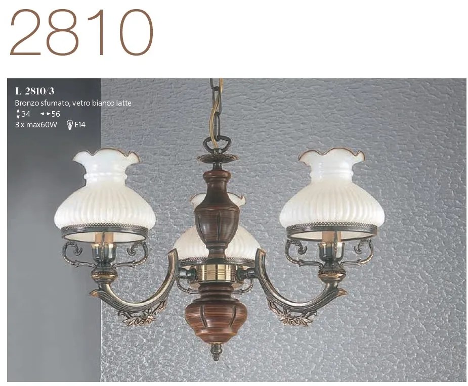 Candelabru cu 3 brate design italian din alama cu lemn 2810