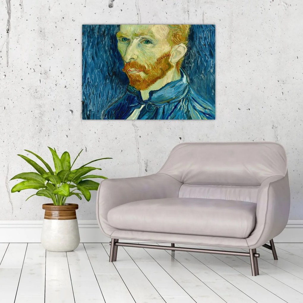 Tablou pe sticlă - Vincent van Gogh, Self-Portrait, reproducere (70x50 cm)