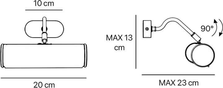 Aplica de perete oglinda sau tablou, alama personalizabila Picture Light 20cm