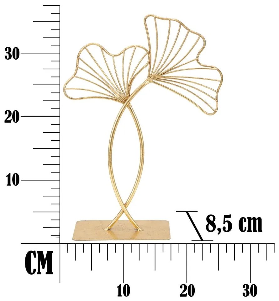 Decorațiune Mauro Ferretti Leaf Glam, înălțime 35 cm, auriu