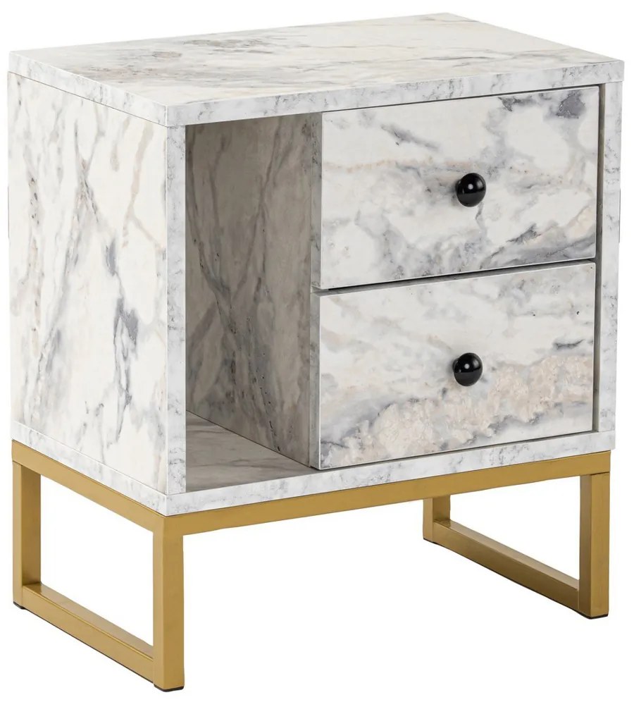 Măsuță de noptieră Glimmer Fressia Marble Gold