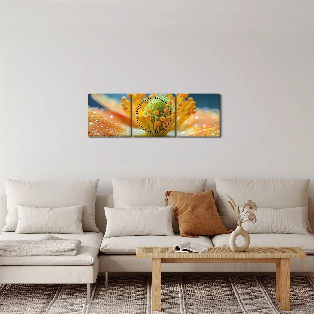 Tablou - Detaliu de floare (cu ceas) (90x30 cm)