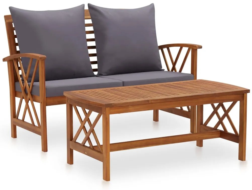 vidaXL Set mobilier de grădină cu perne, 2 piese, lemn masiv de acacia