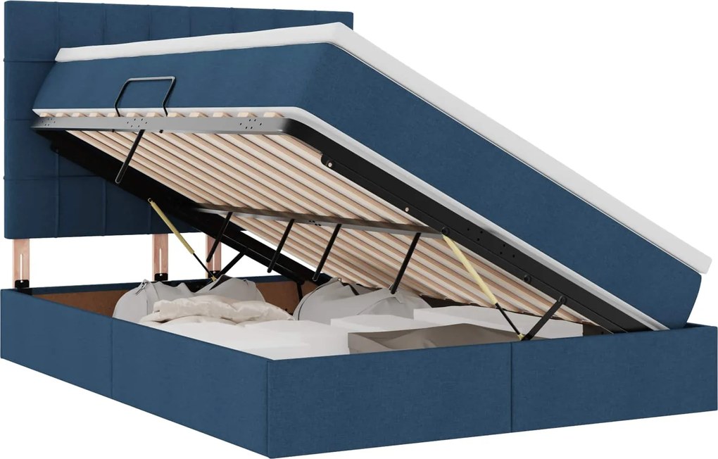vidaXL Pat cu saltea și LED cu saltea albastru 140 x 190 cm Poliester
