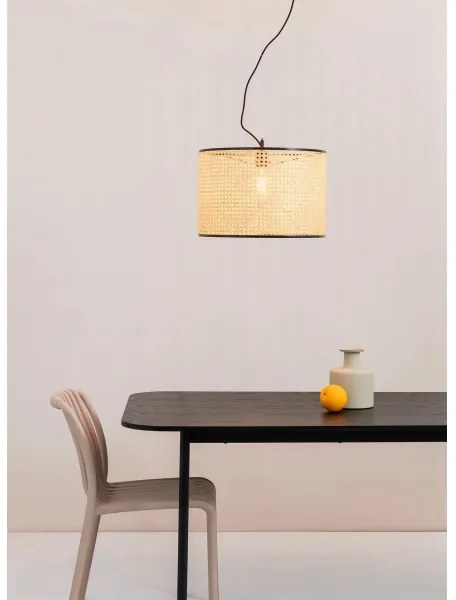Lustră pe cablu MAMBO 1xE27/15W/230V d. 45 cm ratan/negru FARO 64314-49