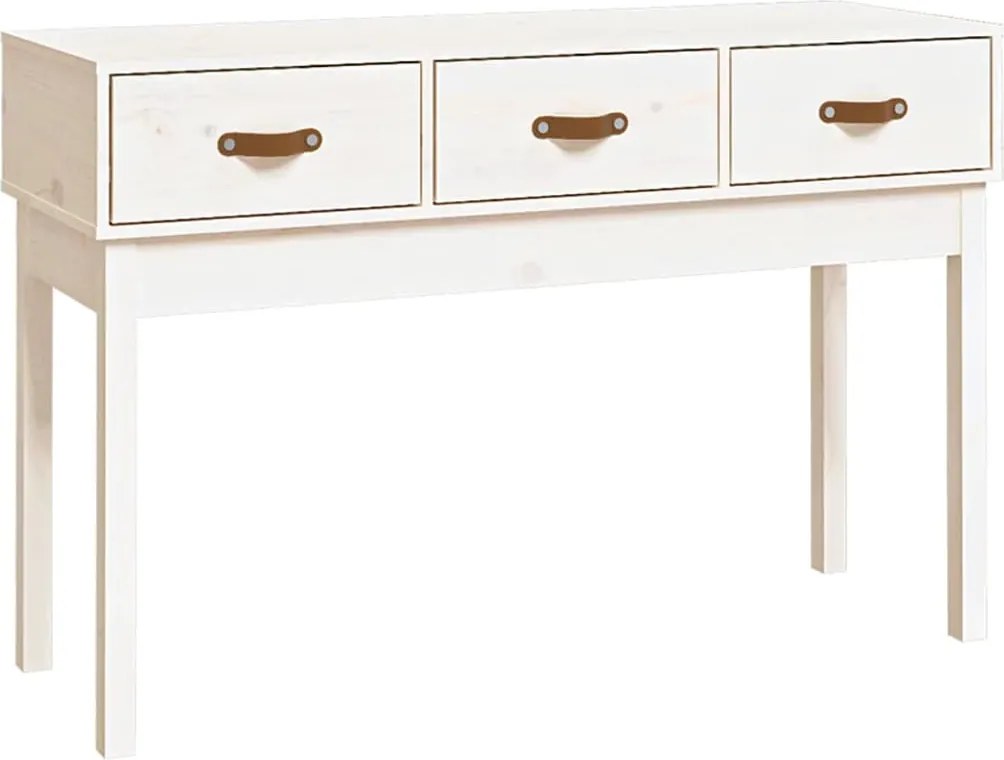 vidaXL Masă consolă, alb, 114x40x75 cm, lemn masiv de pin